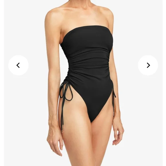 Robin Piccone Womens Black Aubrey Bandeau One Piece Swimsuit Size 10 NWT $176 - Picture 2 of 10